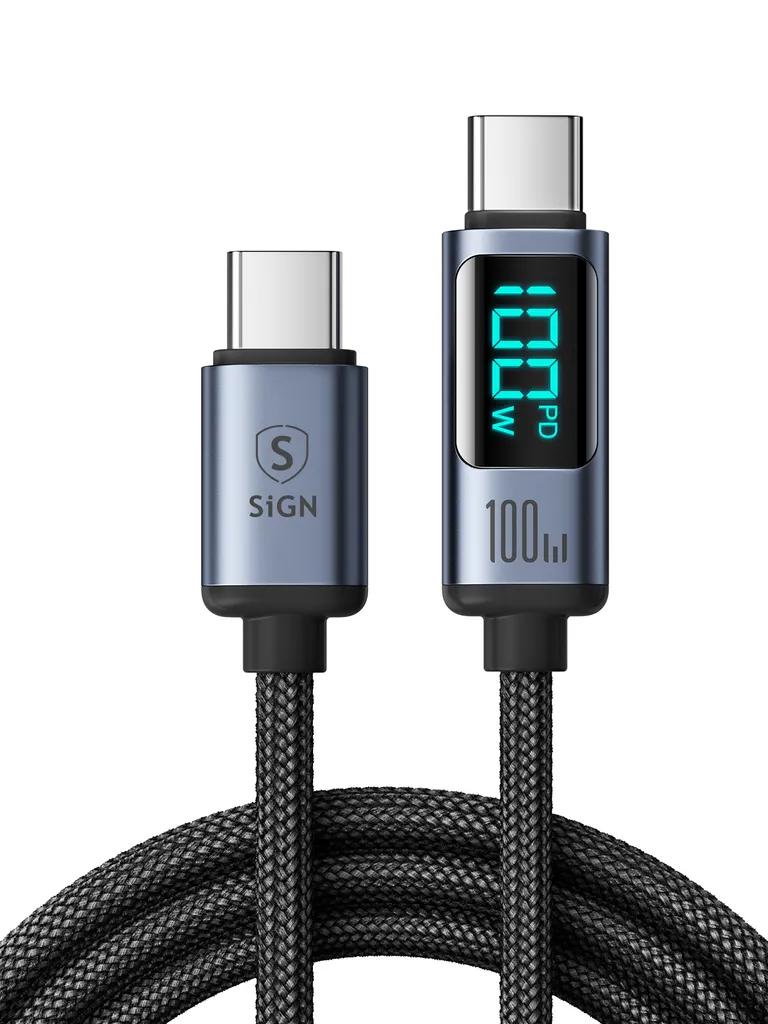 SiGN USB-C till USB-C Kabel 100W med Display