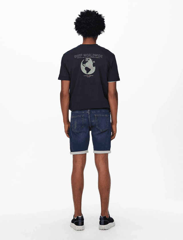 ONLY & SONS Blue Denim Jogger Shorts