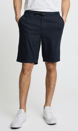 Marinblå linneshorts med justerbar dragsko
