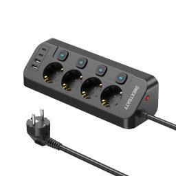 Grenuttag med snabb USB-laddning 1.8m svart