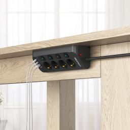 Grenuttag med snabb USB-laddning 1.8m svart