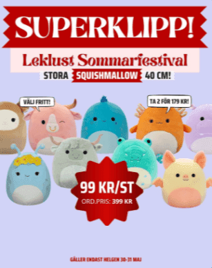 Stora squishmallows (40 cm) för 99 kr/st hos Leklust i Malmö