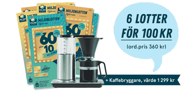 6 Miljonlotter för 100 kr med Wilfa Kaffebryggare
