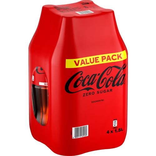 4 x Coca-Cola Zero läsk på PET-flaska