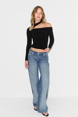Svart cutout topp för dam