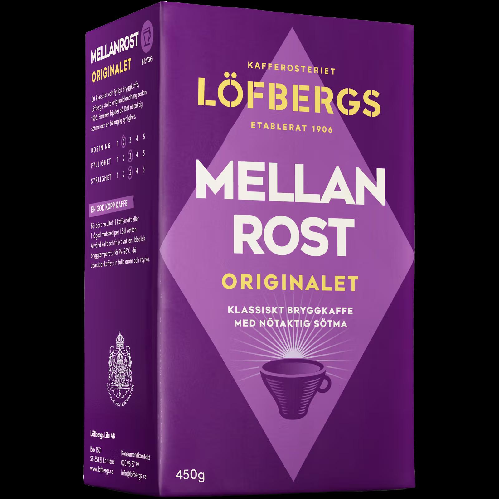 Bryggkaffe Mellanrost 2 x 450 g Löfbergs
