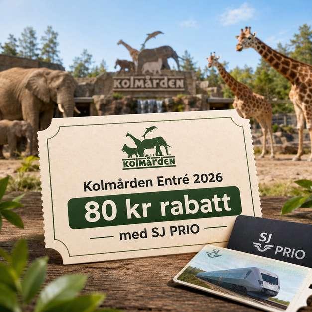 80 kr rabatt på Kolmårdens entré med SJ PRIO