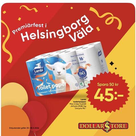 Dollarstore Väla - Lambi toalettpapper 16-pack 45 kr