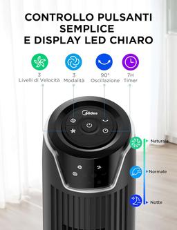 Midea FZ10-17JR Black Tower Fan
