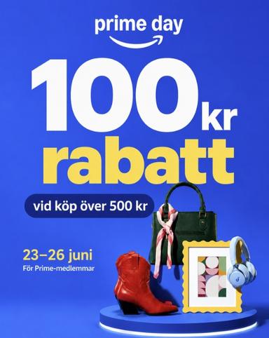 100 kr rabatt hos Amazon.se - gäller Prime-kunder