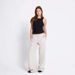 Donna Linen Blend Straight-Leg Pants
