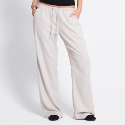 Donna Linen Blend Straight-Leg Pants