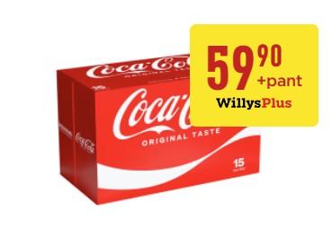 Coca-Cola 15-pack för 59:90 kr hos Willys - endast denna vecka