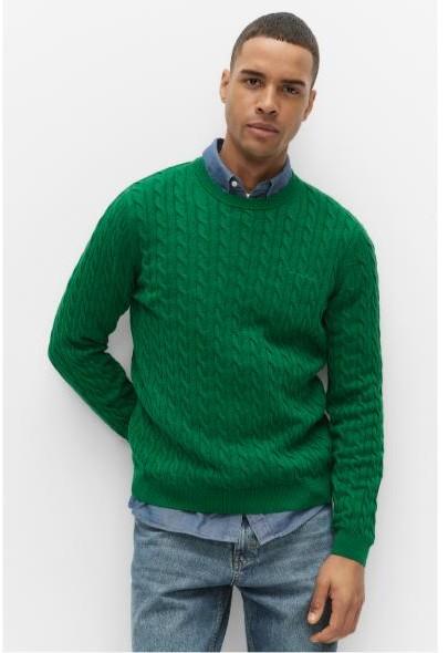 Bondelid Dave Cable Crewneck Sweater Verdant Green