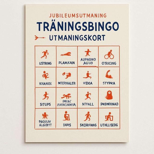 Jubileumsutmaning Träningsbingo Utmaningskort