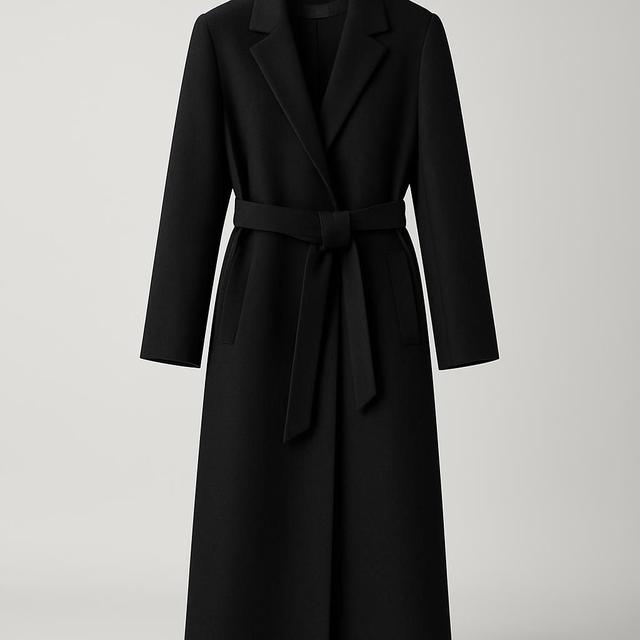 Svart Kappa med Elegant Bälte