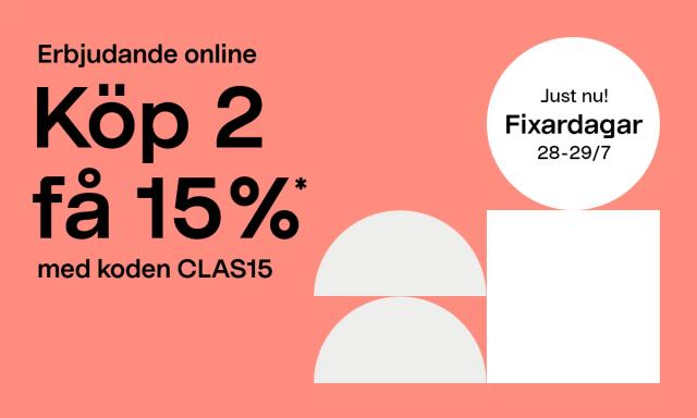 15% rabatt på ett helt köp