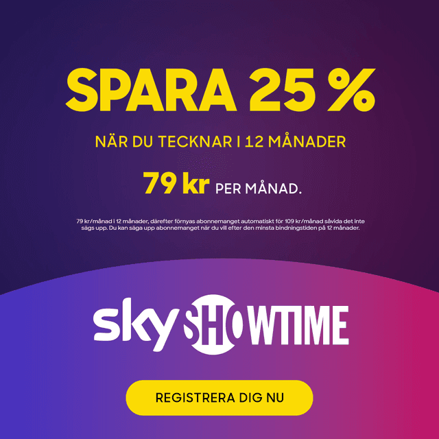 SkyShowtime för 79 kr/månad i 12 månader