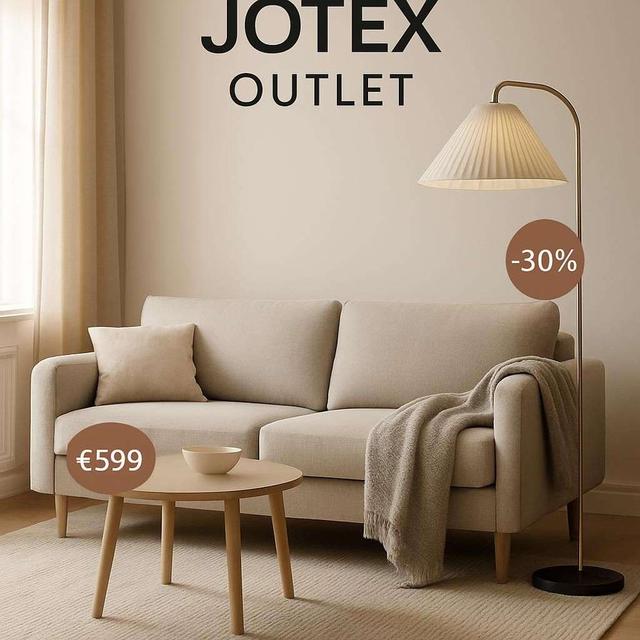 Jotex - 60% extra på möbler & belysning i outlet*+30% extra på övrig outlet med rabattkod