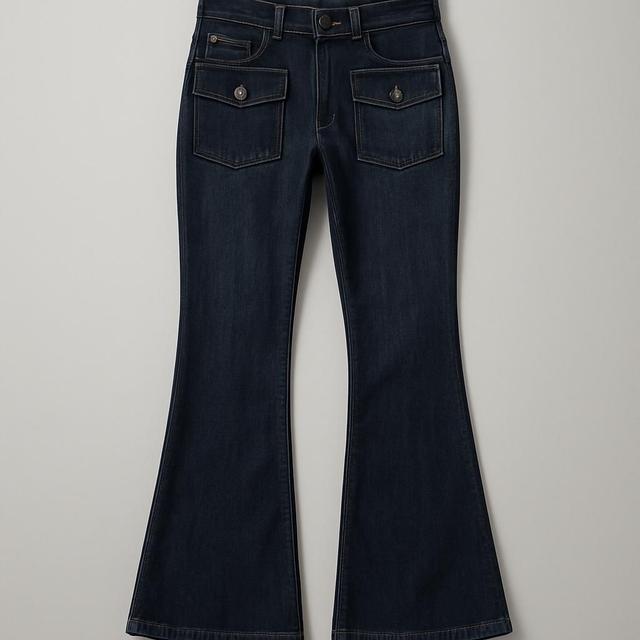 Chunky blå jeans med låg flare