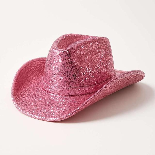 Rosa Cowboyhatt med Glittrande Paljetter