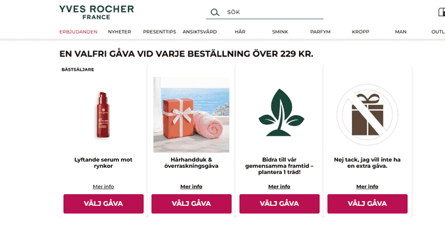 Gåvor utan extra kostnad från Yves Rocher