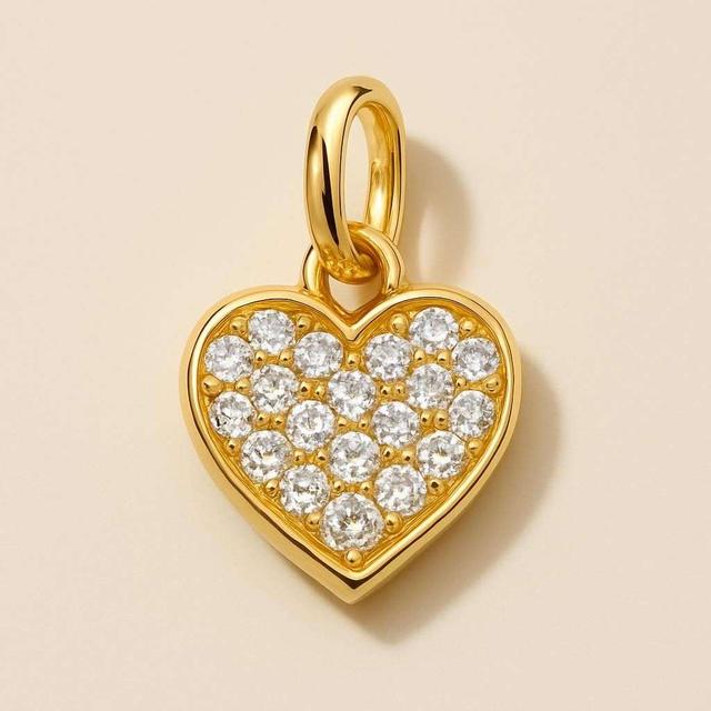 Gold-Plated Crystal Heart Charm Pendant