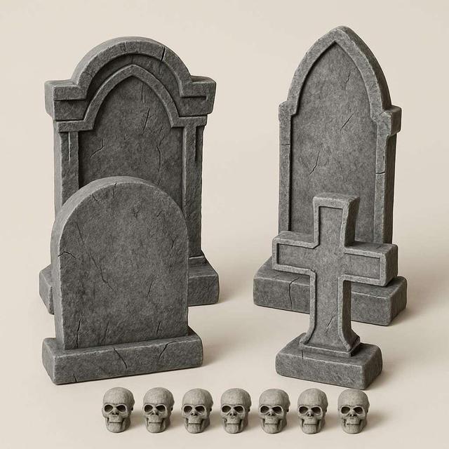 Gravsten Dekorationskit med Dödskallar