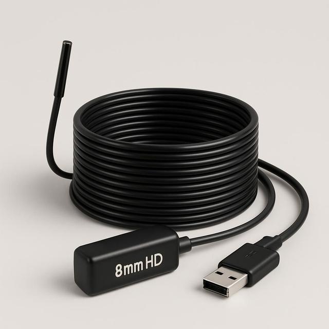 3-i-1 8mm HD Inspektionskamera med Flexibelt 10m Kabel