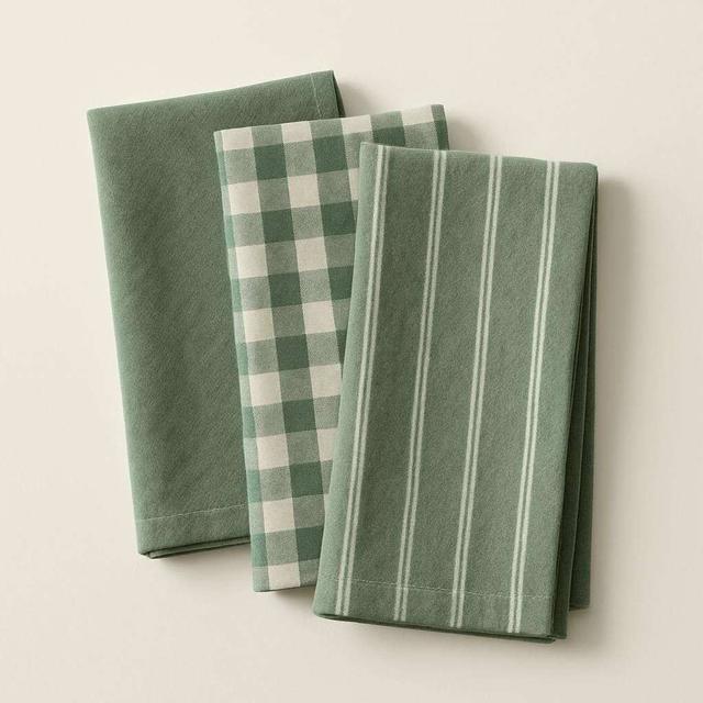 FRANKLYN Grön Kökshandduk Trio - 3-Pack