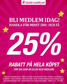 25 % rabatt på hela köpet hos Guldfynd vid köp för minst 500 kr