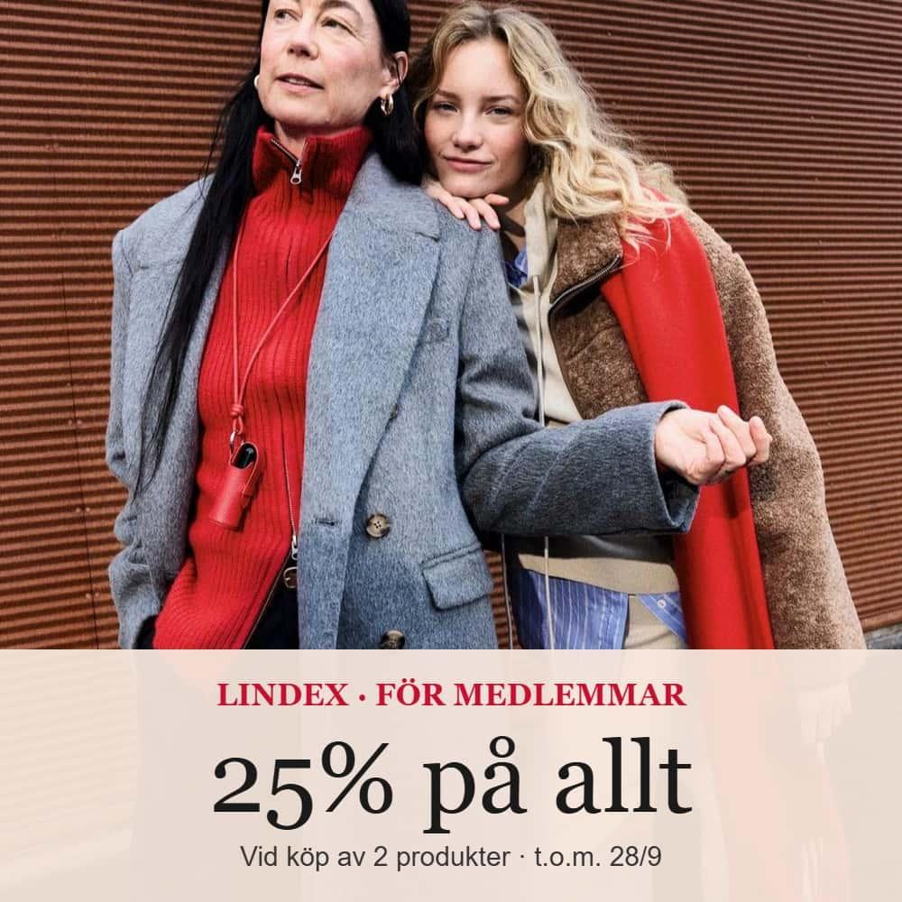Få 25% rabatt på allt hos Lindex när du köper 2 produkter