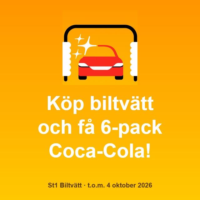 Få ett 6-pack Coca-Cola på köpet när du tvättar bilen hos St1