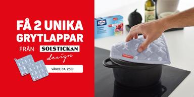 Få två grytlappar från Solstickan Design när du köper 4 produkter från Toppits