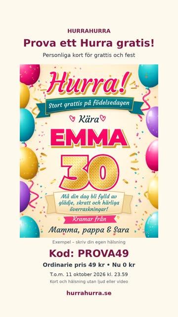 Gratis personligt Hurra, ord. 49 kr