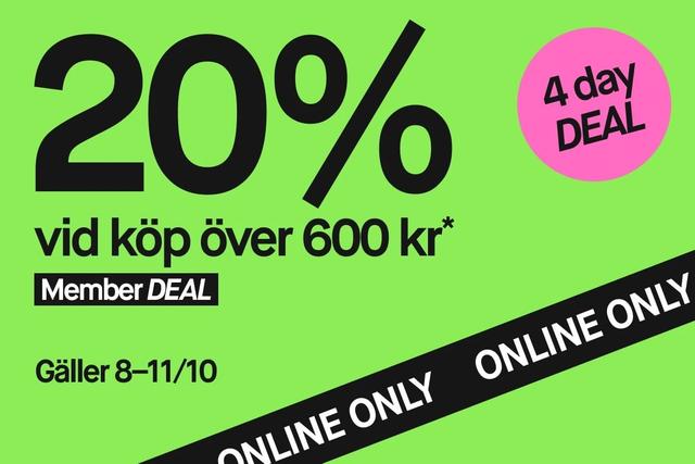 20% rabatt när du handlar för minst 600 kr hos KICKS