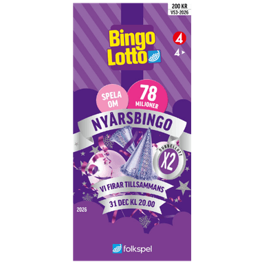 Skicka två nyårsbingolotter via Mobila Presentkort för 200 kr