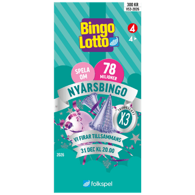 Skicka tre nyårsbingolotter via Mobila Presentkort för 300 kr