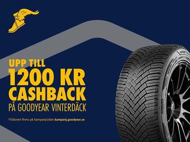 Få upp till 1 200 kr i cashback på Goodyear vinterdäck hos Bythjul