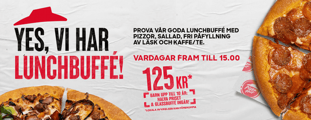 Pizza Hut Lunchrestaurang & Lunchbuffé för bara 125 kr