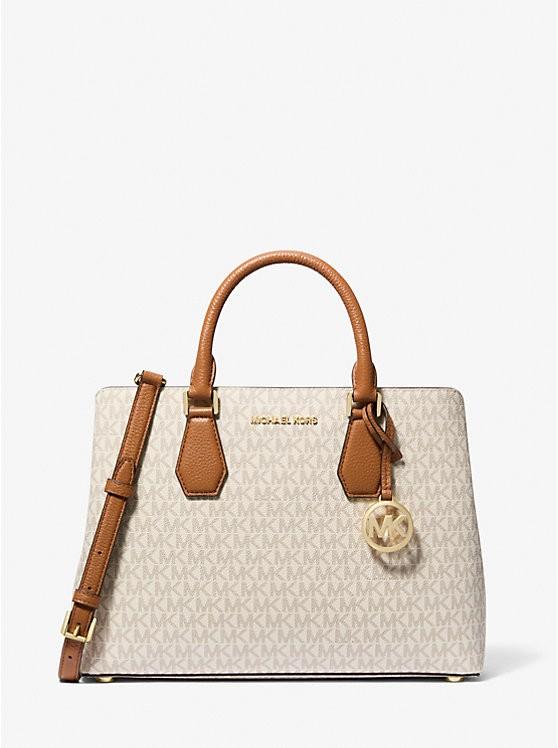 Michael Kors Camille Large Logo and Leather Satchel
