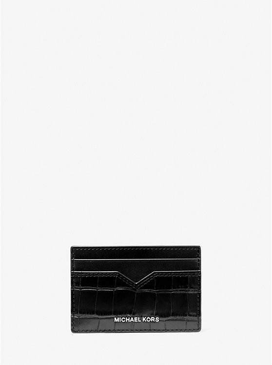 Michael Kors Hudson Crocodile-Embossed Leather Card Case