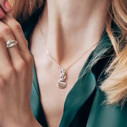 Äkta Silverhalsband med Trifolium Bladmotiv
