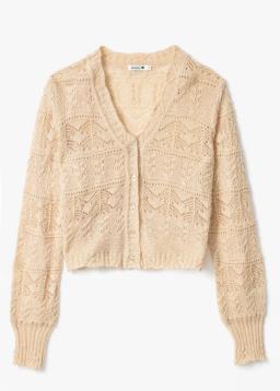Anais - Mönsterstickad Beige Kofta