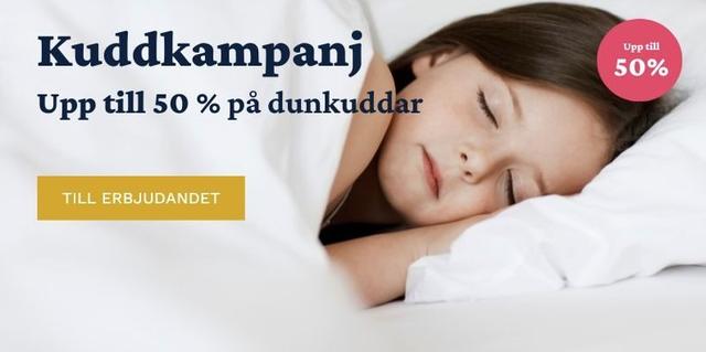 Upp till 50% rabatt på dunkuddar och duntäcken från Dunbutiken