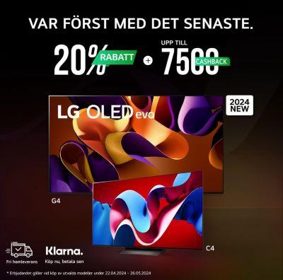 20% på LG OLED Tv:s + chans till 7500kr cashback
