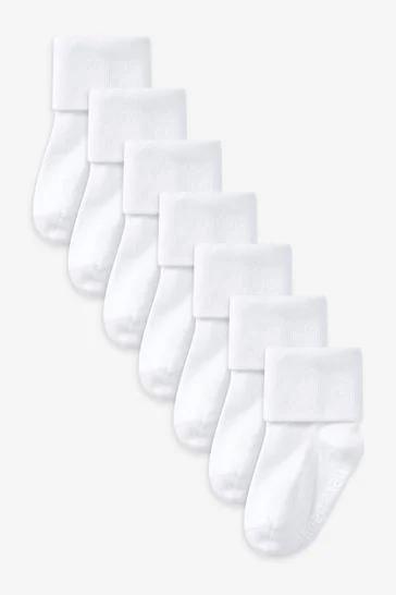 Next Sweden 7-Pack White Baby Roll Top Socks