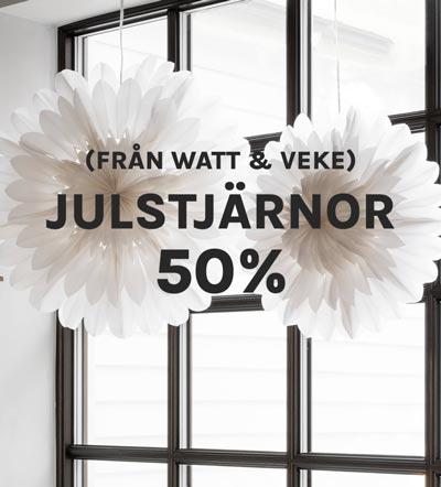 50% rabatt på julstjärnor från Watt & Veke