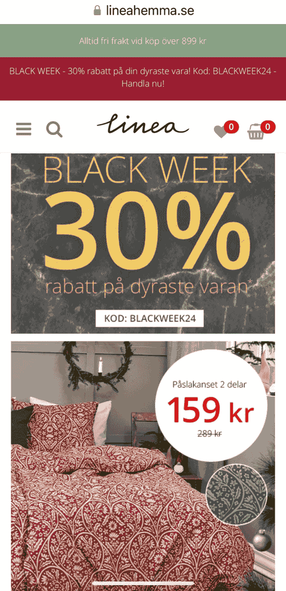 Black Week Deal på heminredning på Lineahemma.se