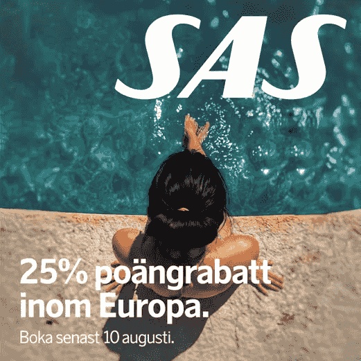 25 % poängrabatt inom Europa hos SAS